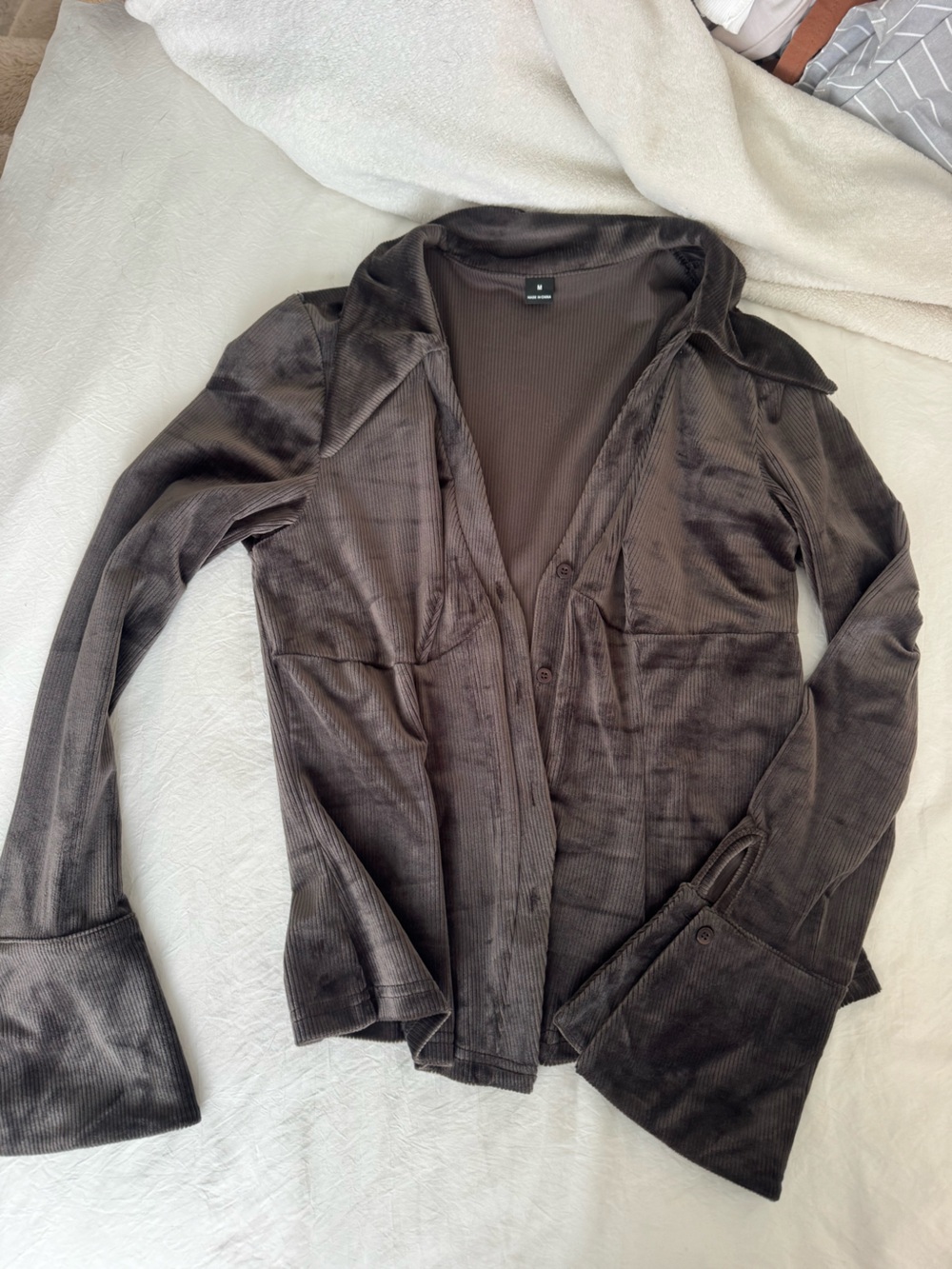 Women’s grey Corduroy Button-Up Jacket set